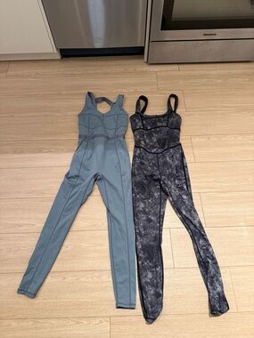 Fabletics Women’s Jumpsuit Duo - Slate Blue & Charcoal Tie-Dye